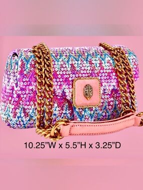 Kurt Geiger $390RP Shoulder/Crossbody Bag Sequins on Tweed Pinks/Blues &Dust Bag